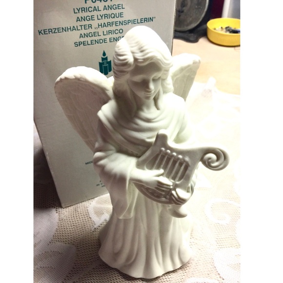 3/$40 Vtg NIB~PARTYLITE "Lyrical Angel" Bisque Porcelain Taper Candle Holder - Picture 3 of 8
